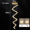 Axyaa Crystal Chandelier Stair Pendant Lighting Modern Home Décor Living Room Lights