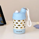 Axyaa Kawaii Cat Bow Thermos Bottle Straw 420ml - Insulated Thermal Mug Cute Boba Water Bottle