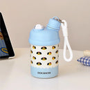 Axyaa Kawaii Cat Bow Thermos Bottle with Straw - 420ml Insulated Thermal Mug