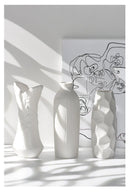 Axyaa White Ceramic Vase - Nordic Classic Decor for Living Room & Dining Room