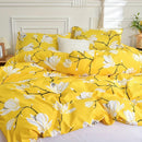 Yellow Floral Print Duvet Cover Set by Axyaa