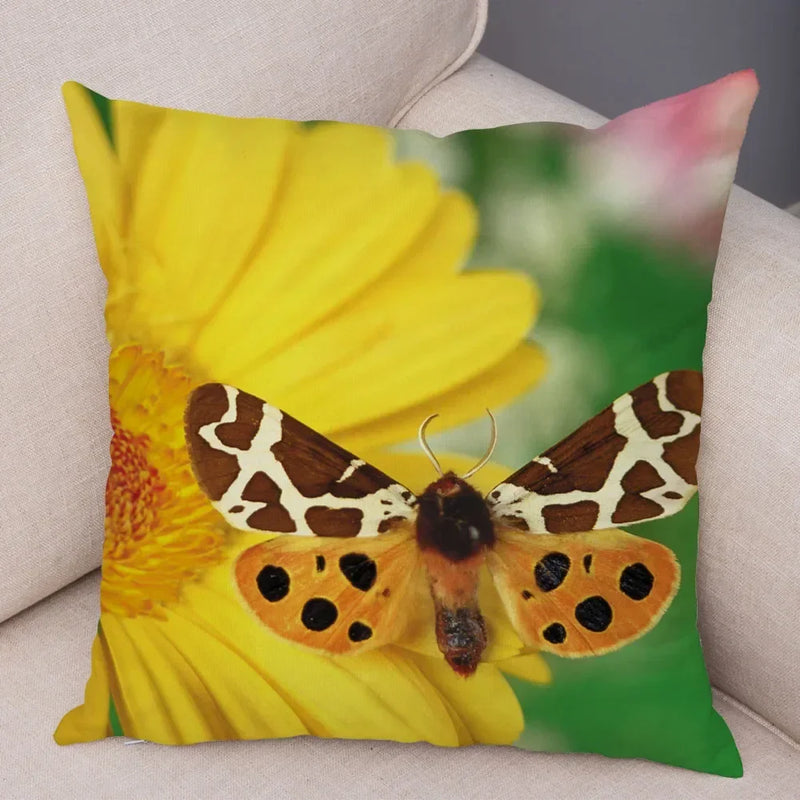 Axyaa Butterfly Flower Pillow Cover 45*45cm for Home Sofa Decor