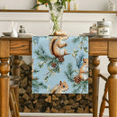 Axyaa Christmas Squirrel Table Runner Pine Cone Decoration Dining Coffee Runners