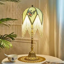 Axyaa French Table Lamp Retro Living Room Bedroom Villa Tassels Desk Light