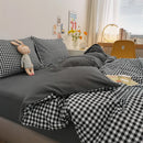 Axyaa Plaid Queen Size Duvet Cover Set with Sheets - High Quality Skin Friendly Bedding