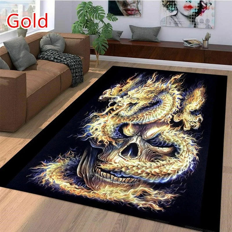 Dragon Rose Pattern Rug Non-slip Mat for Bedroom Living Room by Axyaa.