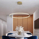 Axyaa Stainless Steel LED Pendant Light with Remote Control Dimming - Modern Circular Design