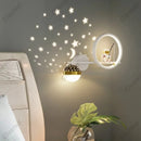 Axyaa LED Star Astronaut Projection Wall Lamp for Children's Room, Bedroom, and Hallway