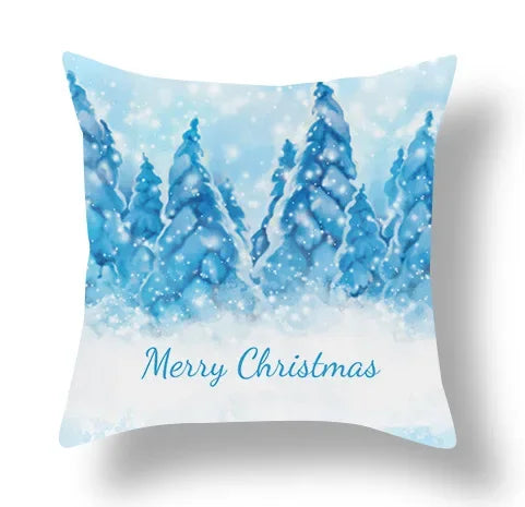 Axyaa Blue Ornament Pillowcase: Festive Home Decor Cushion Cover for Christmas & New Year