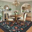 Retro Floral Print Bohemian Rug by Axyaa - Machine Washable & Non-slip Area Mat