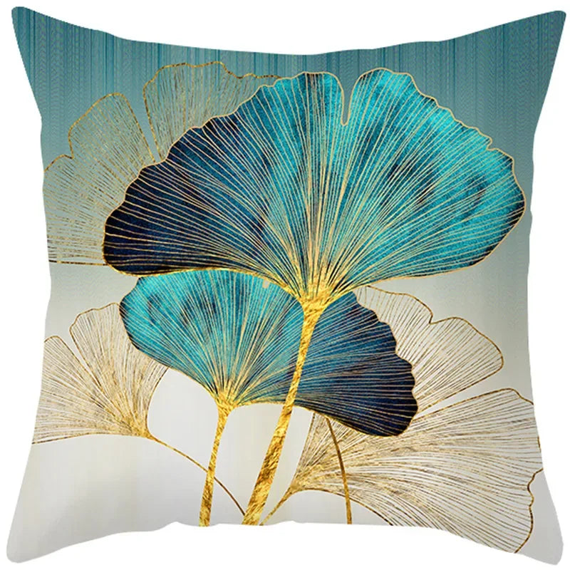 Luxurious Blue Bird Floral Pillowcase by Axyaa - 45x45cm Square Decor for Home & Office