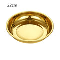 Axyaa Gold Stainless Steel Round Serving Tray - Kitchen Organizer Tray