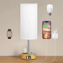 Axyaa LED Fabric Desk Lamp: USB C+A Ports, Rechargeable, Stepless Dimmable