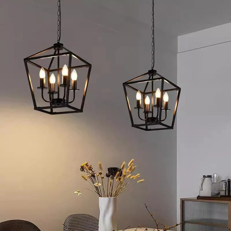 Axyaa Retro Birdcage Pendant Chandelier for Dining Room and Home Decor