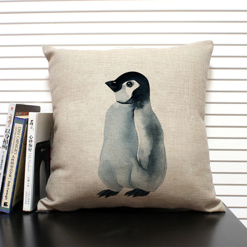 Animal Penguin Cushion Cover 45x45, Axyaa Brand - Cute & Funny Decorative Pillowcase