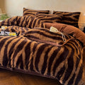 Axyaa Winter Coffee Fleece Quilt Set - Thickened Imitation Rabbit Hair - 4 Piece