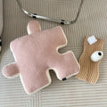 Axyaa Teddy Velvet Jigsaw Seat Cushion - White & Black Soft Back Pillow