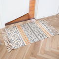 Axyaa Cotton Linen Tassel Rug Carpets for Home Decor - Boho Ethnic Anti-slip Floor Mat