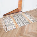 Axyaa Cotton Linen Tassel Rug Carpets for Home Decor - Boho Ethnic Anti-slip Floor Mat