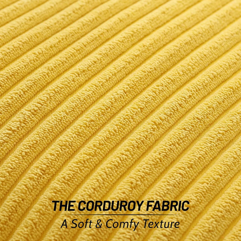 Axyaa Soft Plush Yellow Couch Pillow Covers, Farmhouse Boho Decorative 18x18 Inch