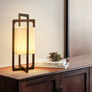 Axyaa Japanese Wooden Floor Lamp with LED Light and Fabric Lampshade