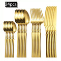 Axyaa 24-Piece Stainless Steel Cutlery Set for Restaurant Banquets