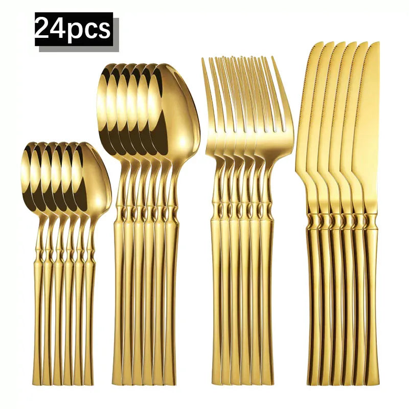 Axyaa 24-Piece Stainless Steel Cutlery Set for Restaurant Banquets