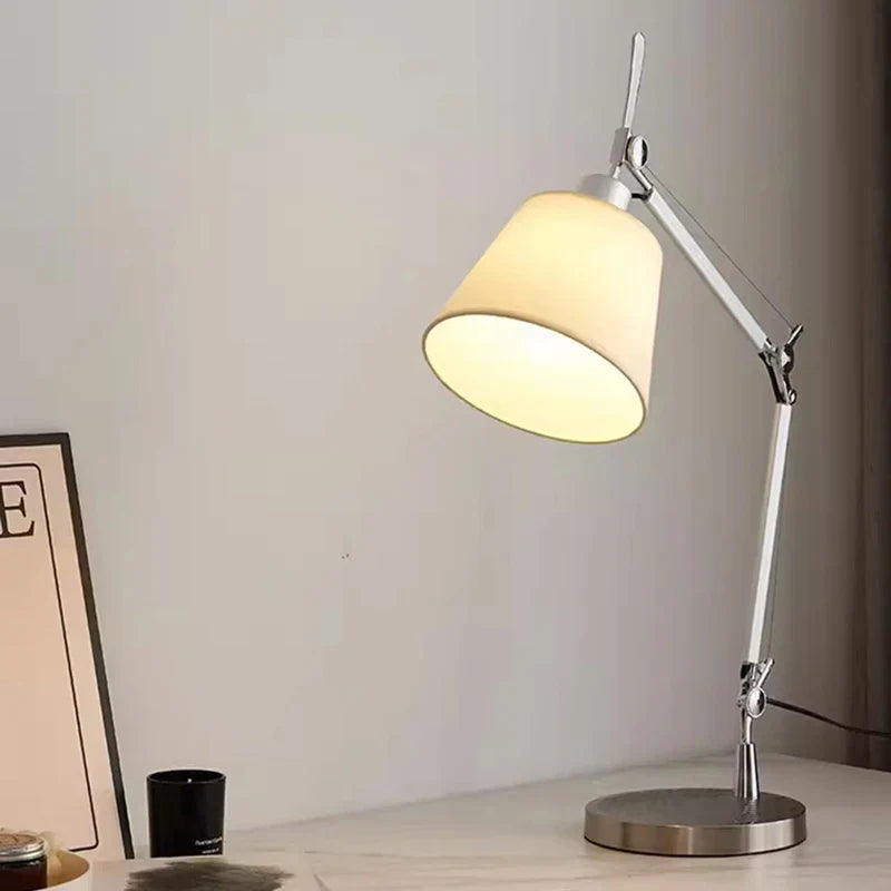 Silver Metal Axyaa Table Lamp: Elegant E27 Bulb Desk Light for Bedroom, Foyer, Study