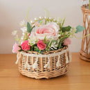Axyaa Hand-Woven Rattan Flower Girl Basket with Handle for Wedding Flower Arrangement