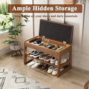 Axyaa Mid-Century 2-Tier Shoe Rack Bench: Compact Storage with 550lbs Capacity