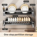 Axyaa Wall-Mounted Dish Drainer Rack with Multifunction Storage for Kitchen Bowls and Plates