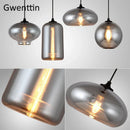 Axyaa Nordic Smoky Gray Glass Pendant Lights LED E27 Industrial Hanging Lamp