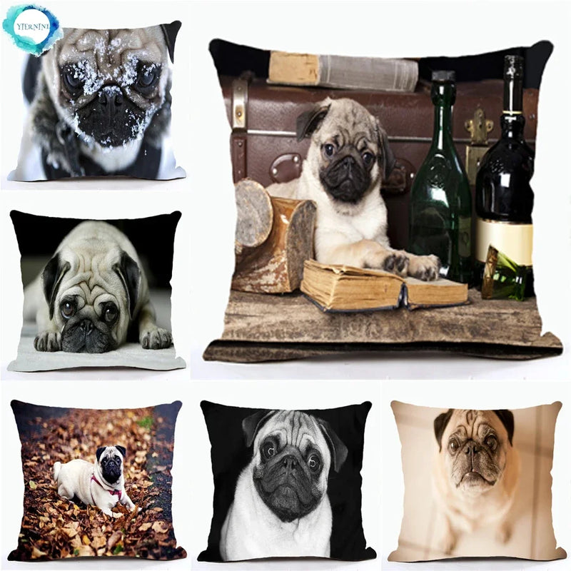 French Bulldog & Pug Dog Pillowcase by Axyaa - Decorative Animal Polyester Cushion Cover