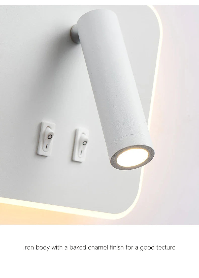 Axyaa LED Wall Lamp with USB Charging, Modern Minimalist Design
