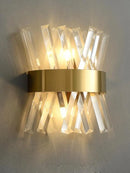 Axyaa Modern Stainless Steel Crystal LED Wall Sconce, Black Gold Wall Light