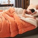 Axyaa Double Layer Milk Fleece Blanket: Cozy Lambswool Design for Autumn Winter