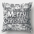 Axyaa Christmas Santa Deer Merry Words Cushion Cover for Sofa Bedroom Car Pillow