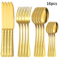 Axyaa Gold Stainless Steel Tableware Set - Knife, Fork, Spoon - 4/6/16/24pcs
