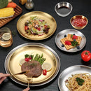 Axyaa Stainless Steel Round Plate Set for Barbecue and Parties