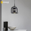 Axyaa Glass Pendant Light in Cognac Smoke LED12w Luxury Hanging Lamp