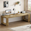 Axyaa Double Computer Desk, 86.6" Extra Long Wood Workstation