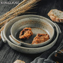 Axya Handcrafted Rough Pottery Plate with Handle
