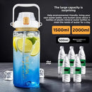 Axyaa 1.5/2L Portable Plastic Sports Water Bottle with Straw and Strap