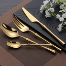 Axyaa Gold Stainless Steel Cutlery Set - Western Dinner Flatware Kit