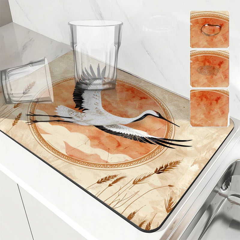 Axyaa Quick Dry Maple Leaf Kitchen Mat Cozy Bathroom Drying Pad