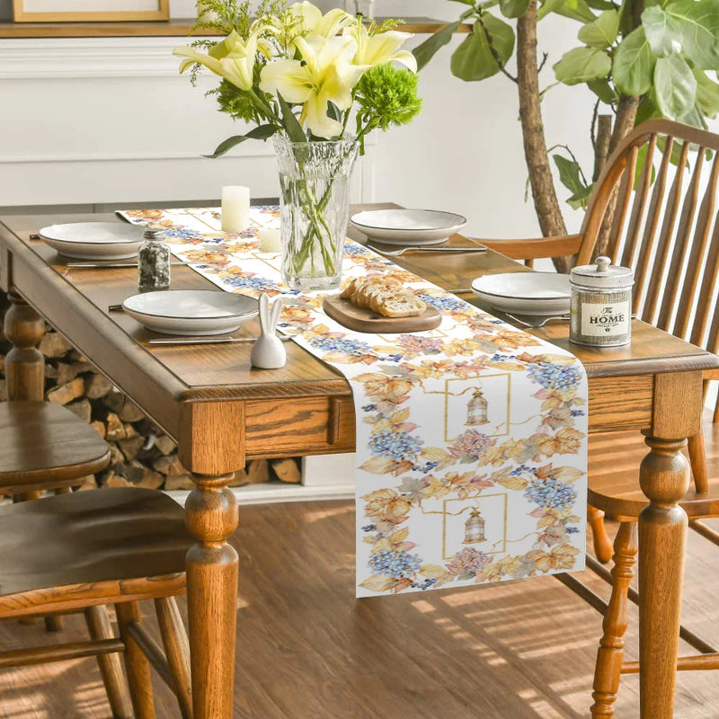 Axyaa Watercolor Flower Foliage Table Runner for Kitchen and Holiday Party