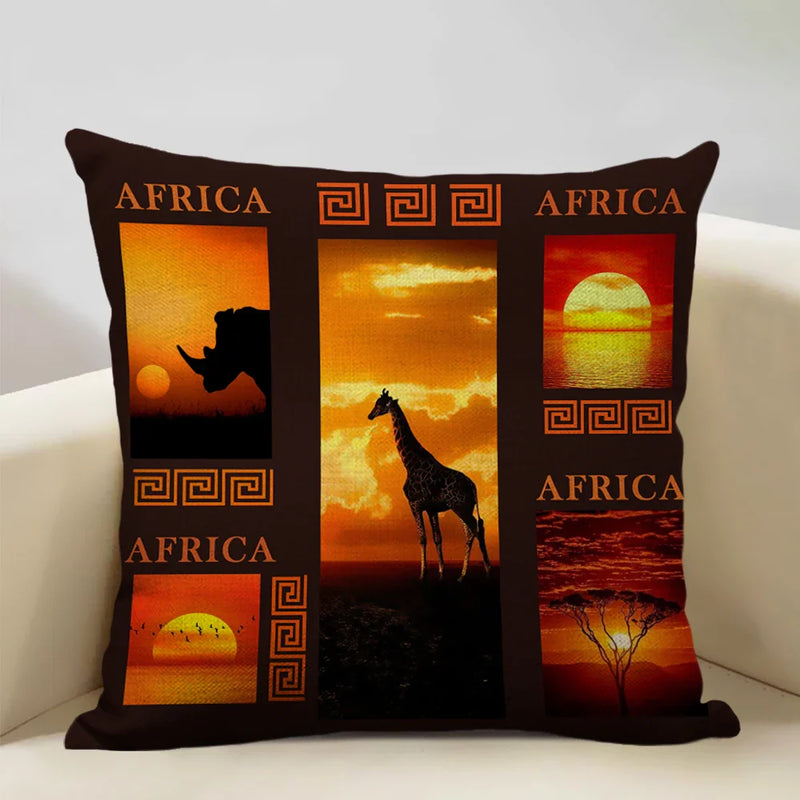 Axyaa African Dancer Linen Cushion Cover in Exotic Style Art Impression