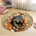 Axyaa Dinosaur Cartoon Kids Round Carpet Rug for Home Floor - Anti-Slip Mats