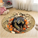 Axyaa Dinosaur Cartoon Kids Round Carpet Rug for Home Floor - Anti-Slip Mats