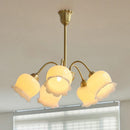 Axyaa Lily of the Valley Copper Chandelier: Modern Cream Style Pendant Lighting for Home